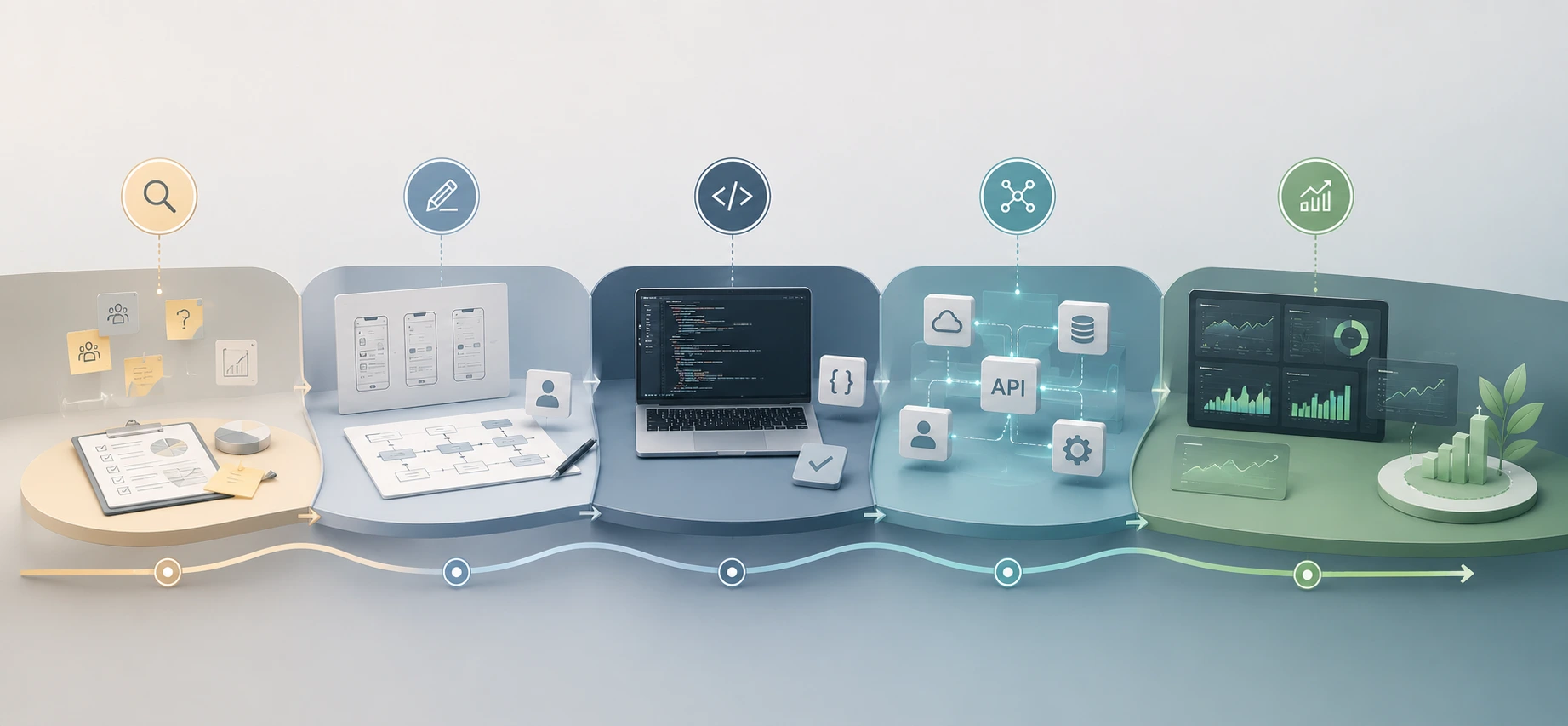 Ciclo completo de trabajo: descubrimiento, diseño, desarrollo, integración y evolución